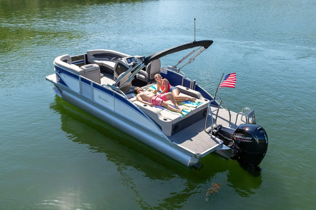 Deck boat on the water